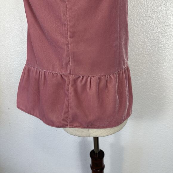 J Crew Velvet Top Women Size 2 Pink Peplum Cami Soft Feminine Dainty Fairy Boho - Picture 7 of 13